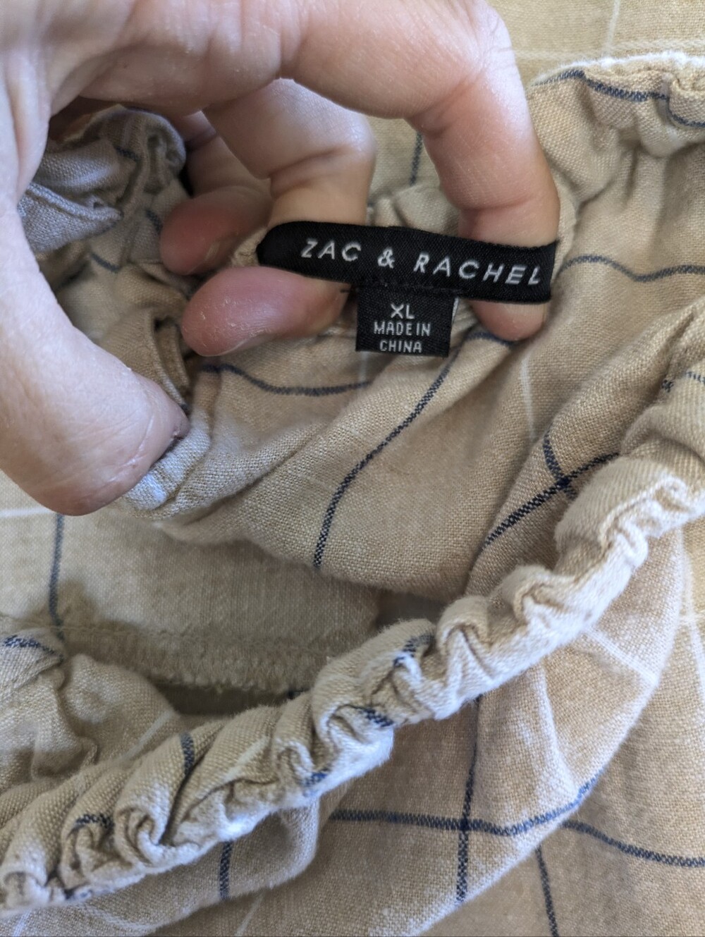 Zac & Rachel Linen Pant Tank Set XL Beige Navy Striped - Picture 6 of 8
